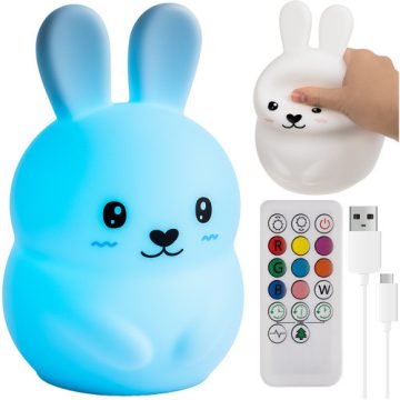 RGB night lamp with remote control - rabbit Izoxis 26204