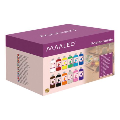 Plakátfestékek - készlet 12 db x 1L Maaleo 26345