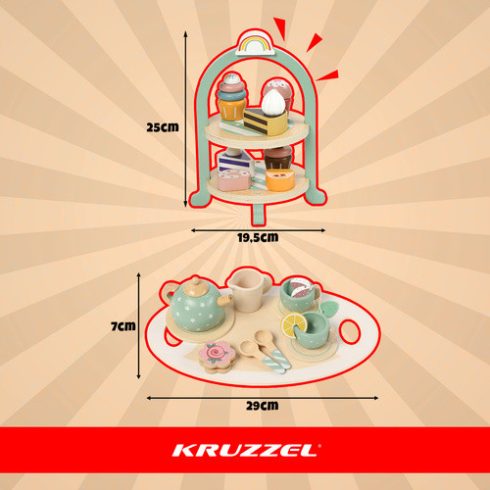Gyermek teáskészlet + Kruzzel 26418 tortatartó