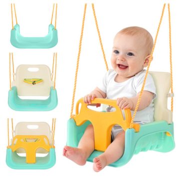 Kruzzel 3-in-1 Cream and Turquoise Children's Swing
