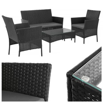 Fekete rattan kerti bútor Gardlov 26908
