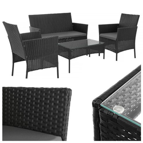 Fekete rattan kerti bútor Gardlov 26908