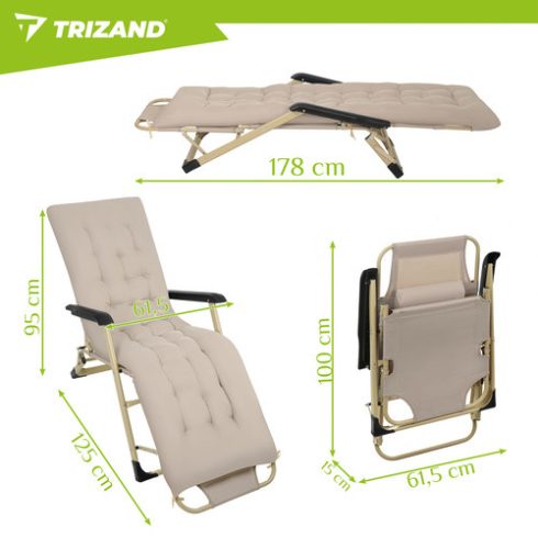 Folding garden lounger 60x177x30cm Trizand