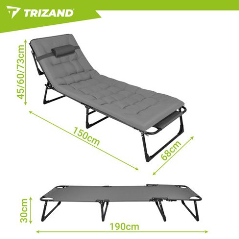 Folding garden lounger 192x68x28cm Trizand