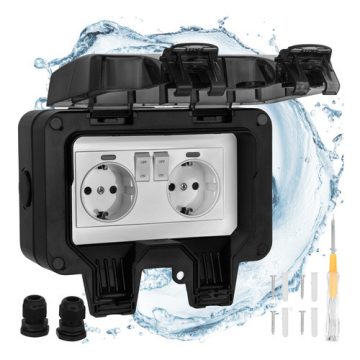 Double external socket 17x11x10cm Izoxis