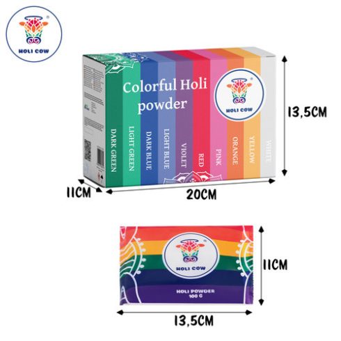 Holi Color Powder Set 10x100g Holi Cow 27334