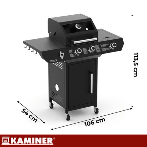Grill gazowy 2+1 10kW Varen Black 3.0 Kaminer