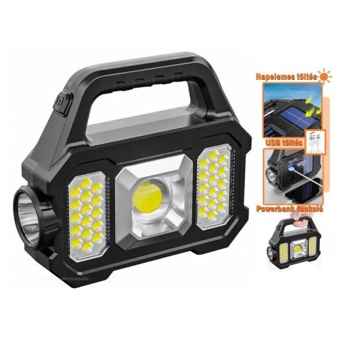 Kézi Akkumulátoros COB LED Lámpa Reflektor Napelemes Töltéssel MD103SOL