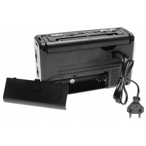 Meier Hordozható Solar Napelemes Rádió Bluetooth-szal, zseblámpával, órával, USB-vel, SD-vel, 22,5x13x7cm
