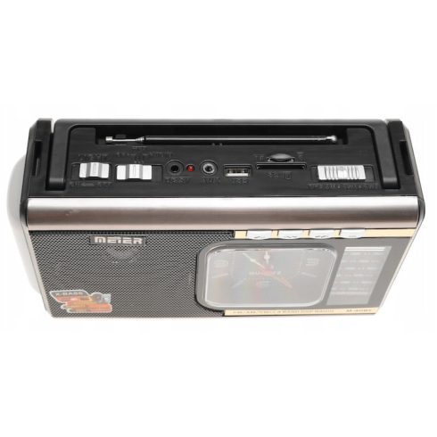 Meier Hordozható Solar Napelemes Rádió Bluetooth-szal, zseblámpával, órával, USB-vel, SD-vel, 22,5x13x7cm
