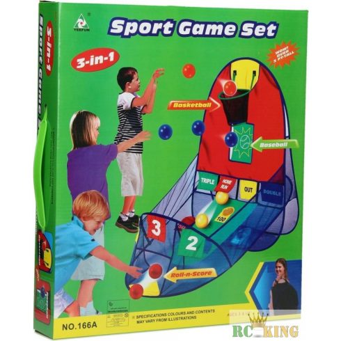 Yeefun Kosárlabda Baseball Szabadtéri Célbadobó Játék Szett 3 az 1 ben No.166A Strandjáték Kerti játék