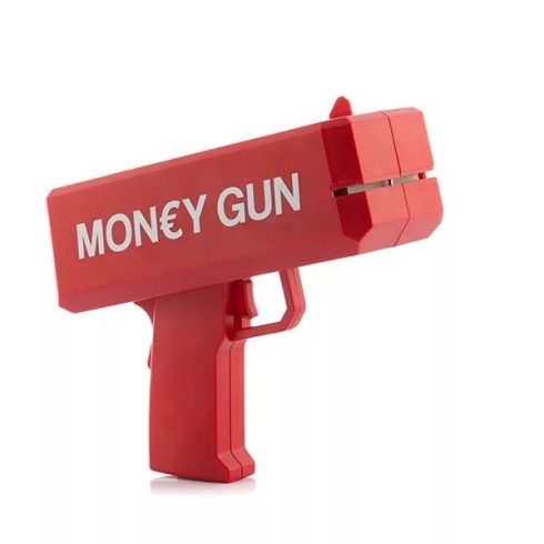 Money gun - Pénz kilövő pisztoly 100 bankjegygel, piros Bankjegy Szóró Fegyver Pénzeső Stukker