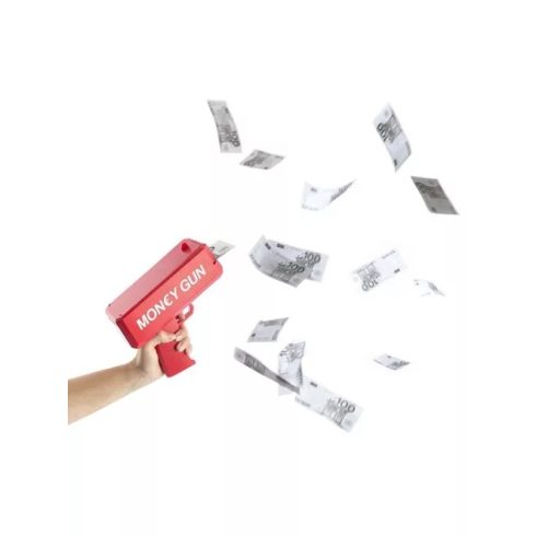 Money gun - Pénz kilövő pisztoly 100 bankjegygel, piros Bankjegy Szóró Fegyver Pénzeső Stukker Rózsaszín