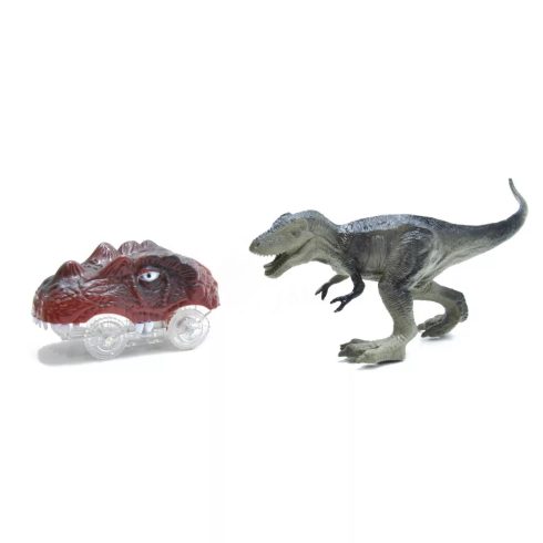 Dínó Autópálya Készlet Dupla 360°-S Átfordulóval És Dínós Kisautóval Dinoszaurusz Autópálya Szett