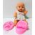 Gügyögő Nevető Síró Pisilő Élethű Játék Baba Étkészlettel, és Bilivel 28 Cm