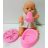   Gügyögő Nevető Síró Pisilő Élethű Játék Baba Étkészlettel, és Bilivel 28 Cm