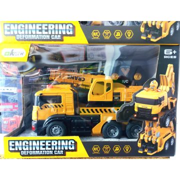   Transformer Robot Rc Daru Teherautó Autó Gyerekeknek 3.7V Lítium Akku 2.4 Ghz USB Töltő betonkeverő mixer