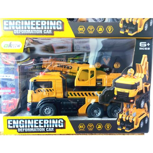 Transformer Robot Rc Daru Teherautó Autó Gyerekeknek 3.7V Lítium Akku 2.4 Ghz USB Töltő betonkeverő mixer