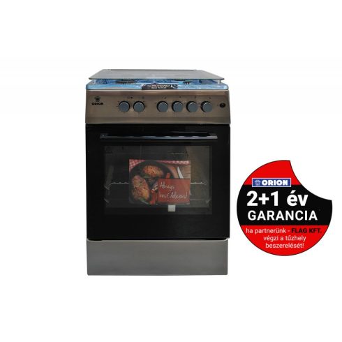 Orion OGO-CFIN Kombinált tűzhely, 64L, 4 gázégő, Légkeverés, D energiaosztály, Inox Bemutató Darab