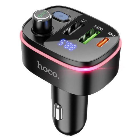 Autós adó bluetooth Hoco 2 x USB A + USB C QC3.0 PD 20W E62 fekete
