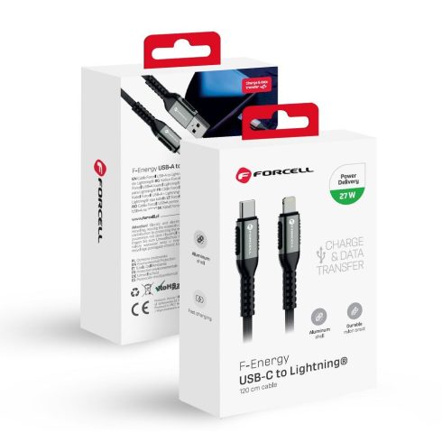 Cable USB C to Lightning Forcell F-Energy PD 3A 27W Cafule 1,2 m C259 black