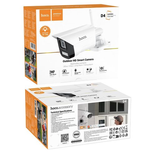 Kültéri kamera Hoco pisztoly típusú 3MP Full HD Wi-Fi D4 fehér
