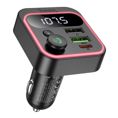 HOCO autós adó FM bluetooth 2 x USB A + Type C PD QC3.0 20W E85 fekete