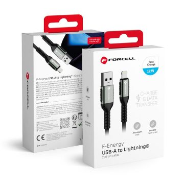   Cable USB A to Lightning Forcell F-Energy 2,4A 12W Cafule 2 m C257 black