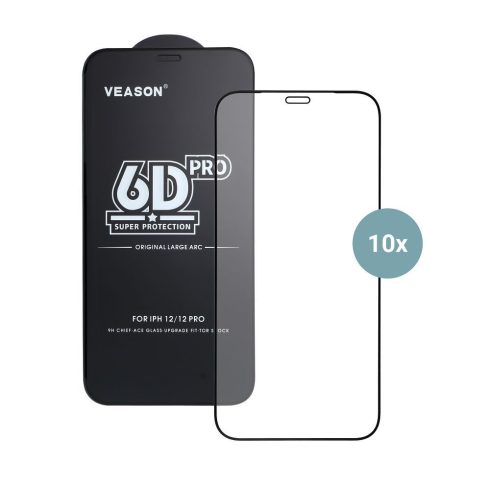 6D Pro Veason Glass (SET 10in1) - for Iphone 12 / 12 Pro black