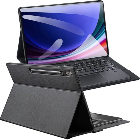 DUX DUCIS DK tok összecsukható vezeték nélküli billentyűzettel, háttérvilágítással SAMSUNG Tab S10 Ultra/S9 Ultra/S8 Ultra fekete
