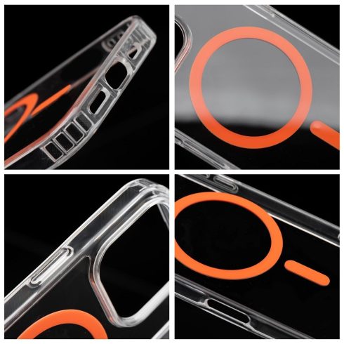 Case for iPhone 15 Drop Glue Colorful Ring Mag Cover compatible with MagSafe orange