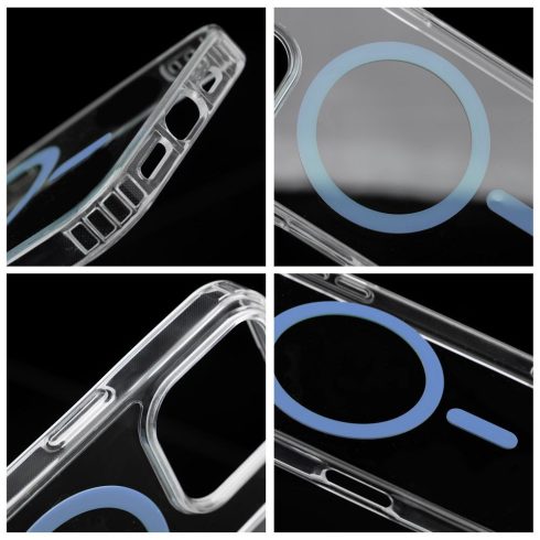 Case for iPhone 16 Drop Glue Colorful Ring Mag Cover compatible with MagSafe light blue
