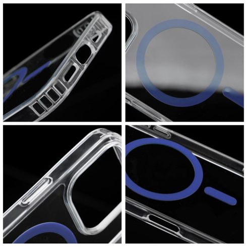 Case for iPhone 14 Drop Glue Colorful Ring Mag Cover compatible with MagSafe light blue