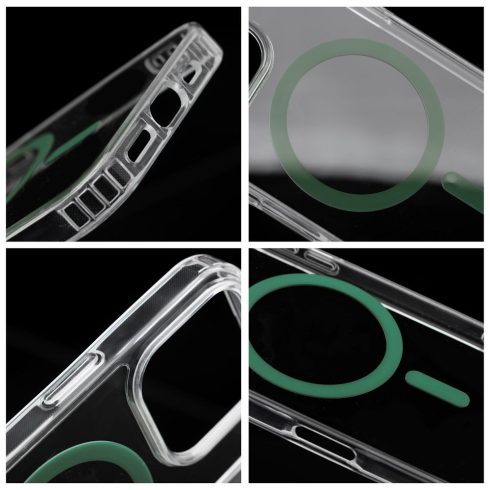 Case for iPhone 14 Drop Glue Colorful Ring Mag Cover compatible with MagSafe dark green