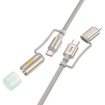   Kábel All-in-one USB C / Lightning - USB C / LED Light Hoco PD 3A 60W 1,2 m U138 szürke