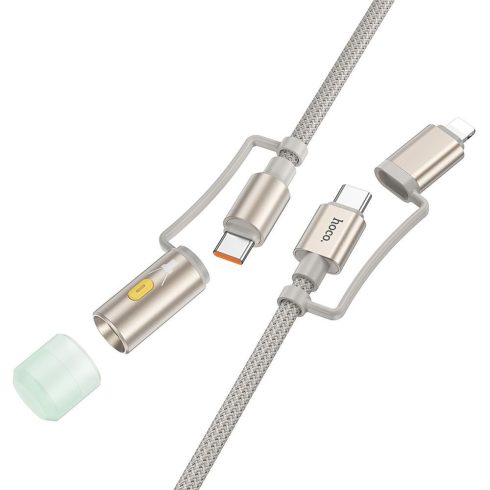 Kábel All-in-one USB C / Lightning - USB C / LED Light Hoco PD 3A 60W 1,2 m U138 szürke