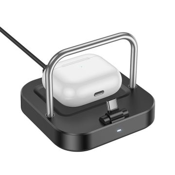   Asztali töltő Hoco 2in1 USB C PD QC 3A 30W + vezeték nélküli töltés 5W CQ16B fekete