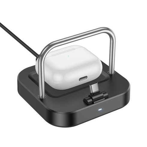 Asztali töltő Hoco 2in1 USB C PD QC 3A 30W + vezeték nélküli töltés 5W CQ16B fekete