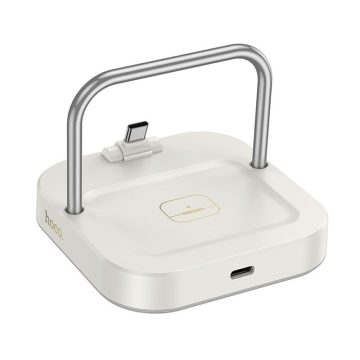   Asztali töltő Hoco 2in1 USB C PD QC 3A 30W + vezeték nélküli töltés 5W CQ16B tejfehér