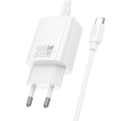 Telefon töltő Hoco USB C QC PD 20W + kábel USB C USB C N60 fehér