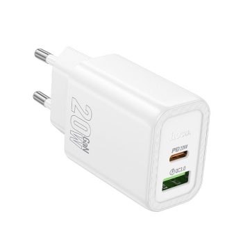Telefontöltő Hoco USB A + USB C QC3.0 PD 3A 20W N61 fehér