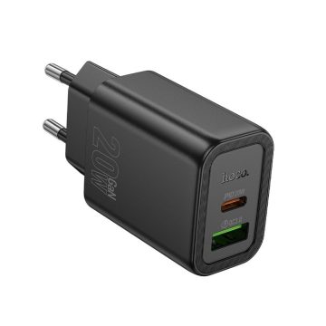   Telefon töltő Hoco USB A + USB C QC3.0 PD 3A 20W N61 fekete