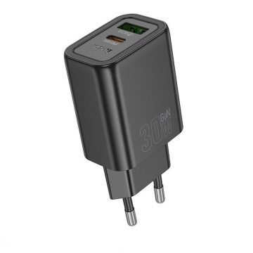   Telefon töltő Hoco USB A + USB C QC3.0 PD 3A 30W N63 fekete