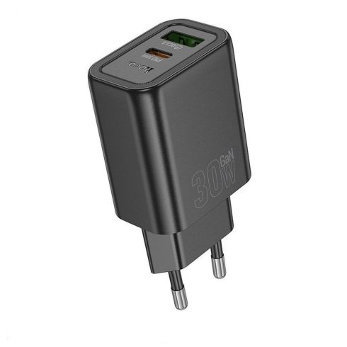 Telefon töltő Hoco USB A + USB C QC3.0 PD 3A 30W N63 fekete
