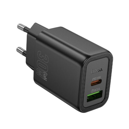 Telefon töltő Hoco USB A + USB C QC3.0 PD 3A 30W N63 fekete