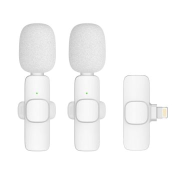   Vezeték nélküli lavalier mikrofon Lightning dupla (2 a készletben) K1 fehér