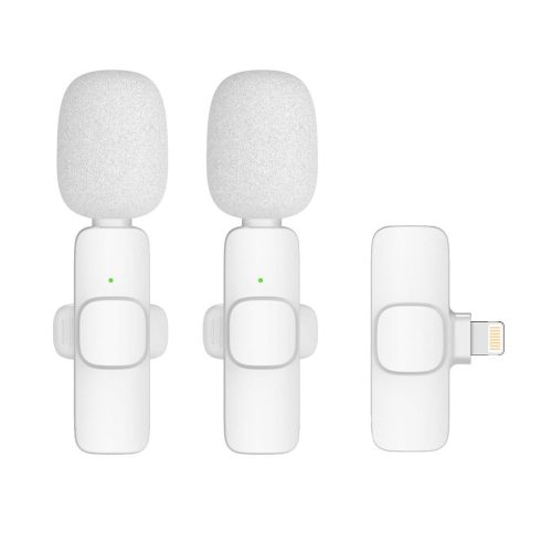 Vezeték nélküli lavalier mikrofon Lightning dupla (2 a készletben) K1 fehér