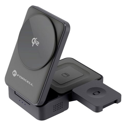 Vezeték nélküli töltő Forcell F-Energy 3in1 Flex Pro Qi2 kompatibilis MagSafe (F-05) ezüst