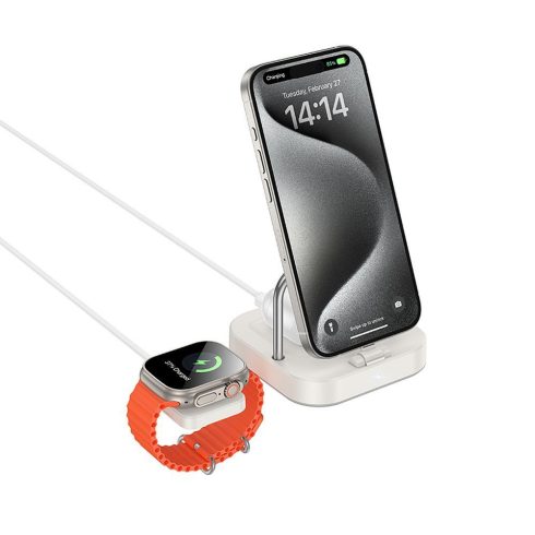 Vezeték nélküli töltő Hoco 3in1 3A 5W kompatibilis Apple Watch CQ16A tejfehér