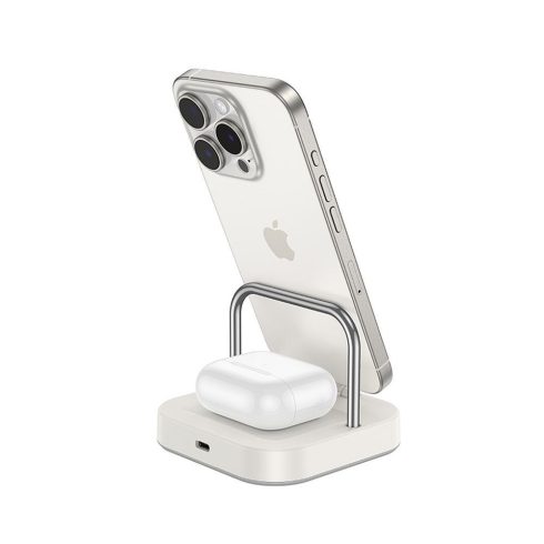 Vezeték nélküli töltő Hoco 3in1 3A 5W kompatibilis Apple Watch CQ16A tejfehér